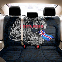 Iceland Viking Blood Back Car Seat Cover Nordic Runes and Shield of Ancestry in Tribal Knotwork