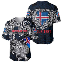 Personalized Iceland Viking Blood Baseball Jersey Nordic Runes and Shield of Ancestry in Tribal Knotwork