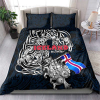 Iceland Viking Blood Bedding Set Nordic Runes and Shield of Ancestry in Tribal Knotwork