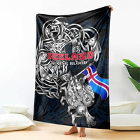 Iceland Viking Blood Blanket Nordic Runes and Shield of Ancestry in Tribal Knotwork