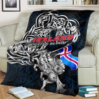 Iceland Viking Blood Blanket Nordic Runes and Shield of Ancestry in Tribal Knotwork