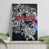 Iceland Viking Blood Canvas Wall Art Nordic Runes and Shield of Ancestry in Tribal Knotwork
