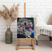 Iceland Viking Blood Canvas Wall Art Nordic Runes and Shield of Ancestry in Tribal Knotwork