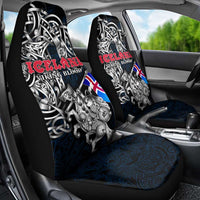 Iceland Viking Blood Car Seat Cover Nordic Runes and Shield of Ancestry in Tribal Knotwork
