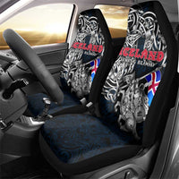 Iceland Viking Blood Car Seat Cover Nordic Runes and Shield of Ancestry in Tribal Knotwork