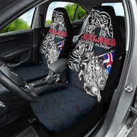 Iceland Viking Blood Car Seat Cover Nordic Runes and Shield of Ancestry in Tribal Knotwork