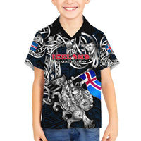 Personalized Iceland Viking Blood Family Matching Summer Maxi Dress and Hawaiian Shirt Nordic Runes and Shield of Ancestry in Tribal Knotwork