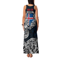 Personalized Iceland Viking Blood Family Matching Tank Maxi Dress and Hawaiian Shirt Nordic Runes and Shield of Ancestry in Tribal Knotwork