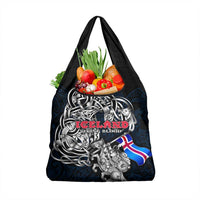 Iceland Viking Blood Grocery Bag Nordic Runes and Shield of Ancestry in Tribal Knotwork