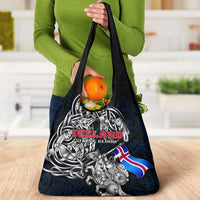 Iceland Viking Blood Grocery Bag Nordic Runes and Shield of Ancestry in Tribal Knotwork
