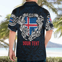 Personalized Iceland Viking Blood Hawaiian Shirt Nordic Runes and Shield of Ancestry in Tribal Knotwork