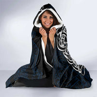 Iceland Viking Blood Hooded Blanket Nordic Runes and Shield of Ancestry in Tribal Knotwork