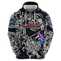 Personalized Iceland Viking Blood Hoodie Nordic Runes and Shield of Ancestry in Tribal Knotwork