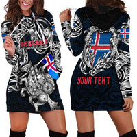 Personalized Iceland Viking Blood Hoodie Dress Nordic Runes and Shield of Ancestry in Tribal Knotwork
