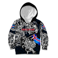 Personalized Iceland Viking Blood Kid Hoodie Nordic Runes and Shield of Ancestry in Tribal Knotwork