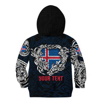 Personalized Iceland Viking Blood Kid Hoodie Nordic Runes and Shield of Ancestry in Tribal Knotwork