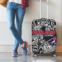 Iceland Viking Blood Luggage Cover Nordic Runes and Shield of Ancestry in Tribal Knotwork