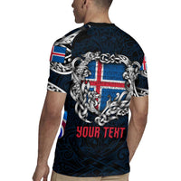 Personalized Iceland Viking Blood Rugby Jersey Nordic Runes and Shield of Ancestry in Tribal Knotwork