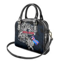Iceland Viking Blood Shoulder Handbag Nordic Runes and Shield of Ancestry in Tribal Knotwork