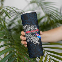 Iceland Viking Blood Skinny Tumbler Nordic Runes and Shield of Ancestry in Tribal Knotwork