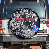 Iceland Viking Blood Spare Tire Cover Nordic Runes and Shield of Ancestry in Tribal Knotwork
