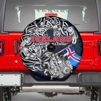 Iceland Viking Blood Spare Tire Cover Nordic Runes and Shield of Ancestry in Tribal Knotwork