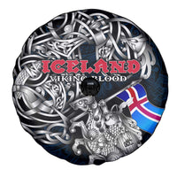 Iceland Viking Blood Spare Tire Cover Nordic Runes and Shield of Ancestry in Tribal Knotwork