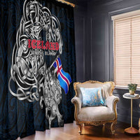 Iceland Viking Blood Window Curtain Nordic Runes and Shield of Ancestry in Tribal Knotwork