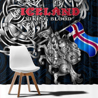 Iceland Viking Blood Window Curtain Nordic Runes and Shield of Ancestry in Tribal Knotwork