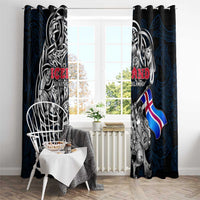 Iceland Viking Blood Window Curtain Nordic Runes and Shield of Ancestry in Tribal Knotwork