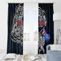 Iceland Viking Blood Window Curtain Nordic Runes and Shield of Ancestry in Tribal Knotwork