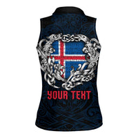 Personalized Iceland Viking Blood Women Sleeveless Polo Shirt Nordic Runes and Shield of Ancestry in Tribal Knotwork