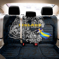 Sweden Viking Blood Back Car Seat Cover Nordic Runes and Shield of Ancestry in Tribal Knotwork