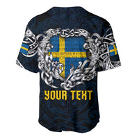 Personalized Sweden Viking Blood Baseball Jersey Nordic Runes and Shield of Ancestry in Tribal Knotwork