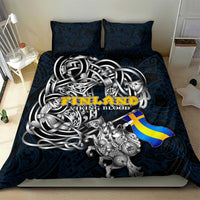 Sweden Viking Blood Bedding Set Nordic Runes and Shield of Ancestry in Tribal Knotwork