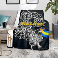 Sweden Viking Blood Blanket Nordic Runes and Shield of Ancestry in Tribal Knotwork