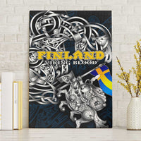 Sweden Viking Blood Canvas Wall Art Nordic Runes and Shield of Ancestry in Tribal Knotwork