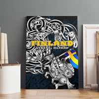 Sweden Viking Blood Canvas Wall Art Nordic Runes and Shield of Ancestry in Tribal Knotwork