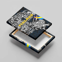 Sweden Viking Blood Canvas Wall Art Nordic Runes and Shield of Ancestry in Tribal Knotwork