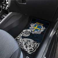 Sweden Viking Blood Car Mats Nordic Runes and Shield of Ancestry in Tribal Knotwork