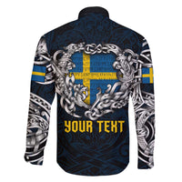 Personalized Sweden Viking Blood Family Matching Off The Shoulder Long Sleeve Dress and Hawaiian Shirt Nordic Runes and Shield of Ancestry in Tribal Knotwork