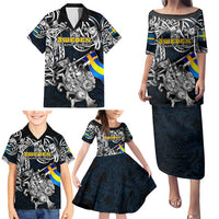 Personalized Sweden Viking Blood Family Matching Puletasi and Hawaiian Shirt Nordic Runes and Shield of Ancestry in Tribal Knotwork