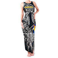 Personalized Sweden Viking Blood Family Matching Tank Maxi Dress and Hawaiian Shirt Nordic Runes and Shield of Ancestry in Tribal Knotwork