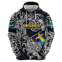 Personalized Sweden Viking Blood Hoodie Nordic Runes and Shield of Ancestry in Tribal Knotwork