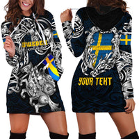 Personalized Sweden Viking Blood Hoodie Dress Nordic Runes and Shield of Ancestry in Tribal Knotwork