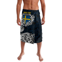 Personalized Sweden Viking Blood Lavalava Nordic Runes and Shield of Ancestry in Tribal Knotwork