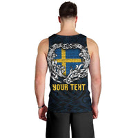 Personalized Sweden Viking Blood Men Tank Top Nordic Runes and Shield of Ancestry in Tribal Knotwork