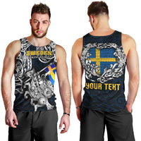 Personalized Sweden Viking Blood Men Tank Top Nordic Runes and Shield of Ancestry in Tribal Knotwork