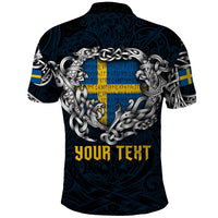 Personalized Sweden Viking Blood Polo Shirt Nordic Runes and Shield of Ancestry in Tribal Knotwork