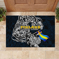 Sweden Viking Blood Rubber Doormat Nordic Runes and Shield of Ancestry in Tribal Knotwork